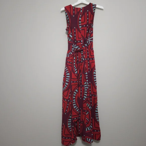 Red and Blue Geometric Maxi Dress - Picture 2 of 5